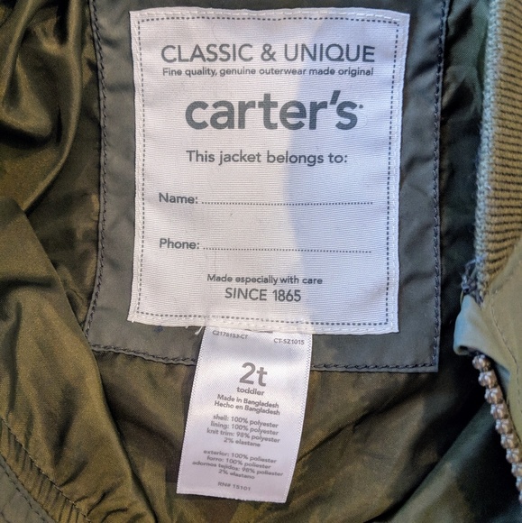 Carter's toddler lightweight bomber jacket size 2T - Picture 2 of 3
